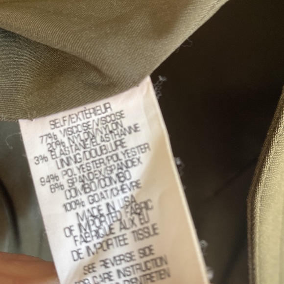 Theory Yaisa Pryor Goat Leather Open Front Olive Green Jacket Size Large - Picture 7 of 8